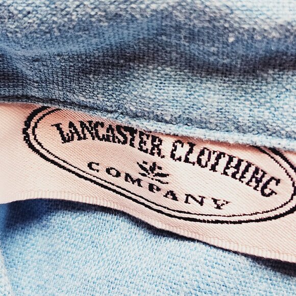 Lancaster Clothing Blue Sleeveless Embroidered Button Down Dress PXL Linen Rayon - Picture 3 of 9